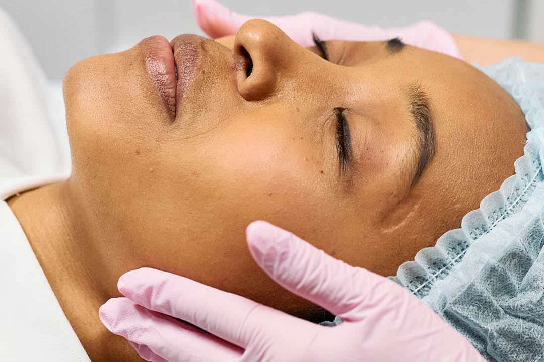 A woman having facial aesthetics in Plymouth