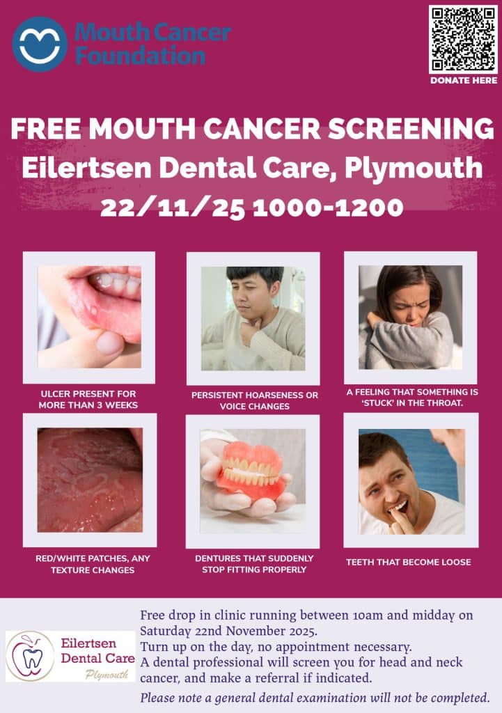 Free Mouth Cancer Screening at Eilertsen Dental Poster 